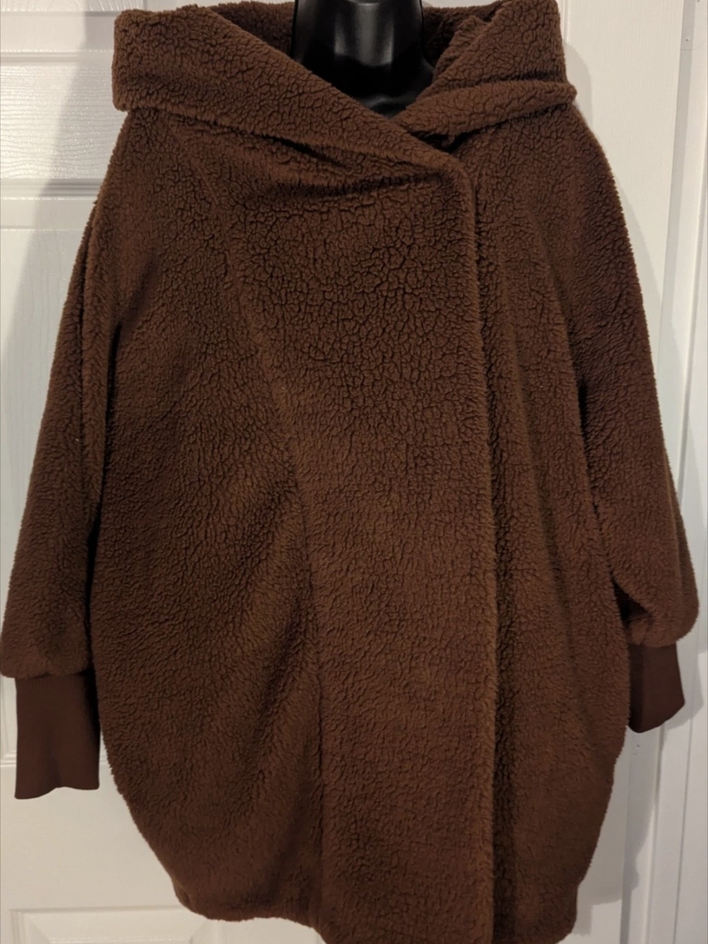HATCH Coco Maternity Faux Shearling Hooded Coat Chestnut One Size